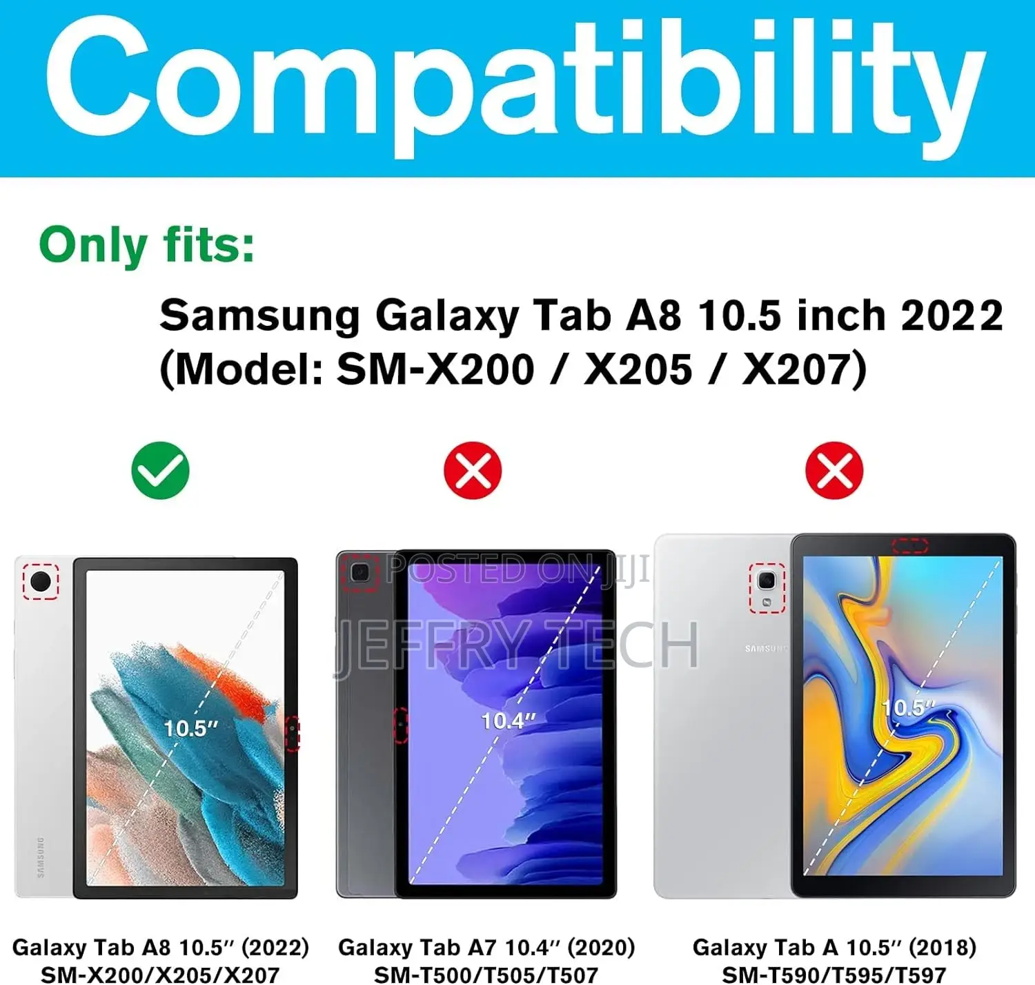 Galaxy Tab A8 10.5 Screen Protector X200 X205 X207, Tempered