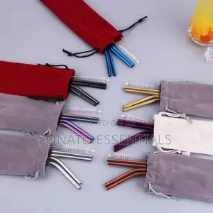 5 Piece Metallic Reusable Straws