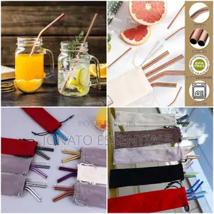 5 Piece Metallic Reusable Straws