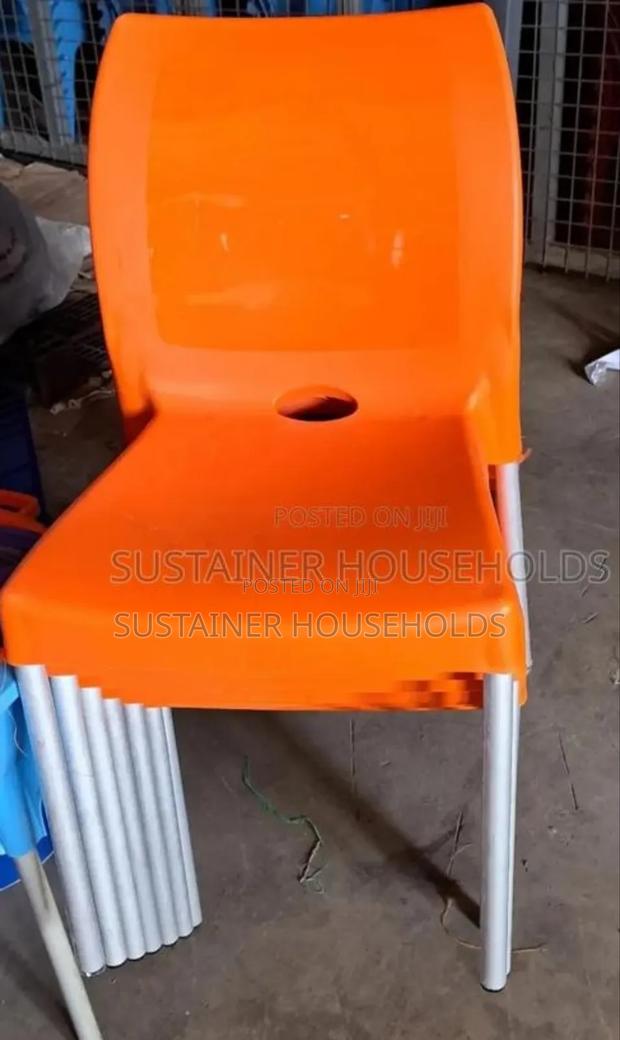 Orange Hotel Plastic Chairs With Metallic Legs - main view