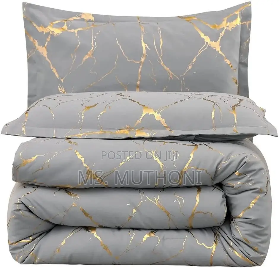 Luxury Gold Marble Texture Foil Style Duvet Cover Se