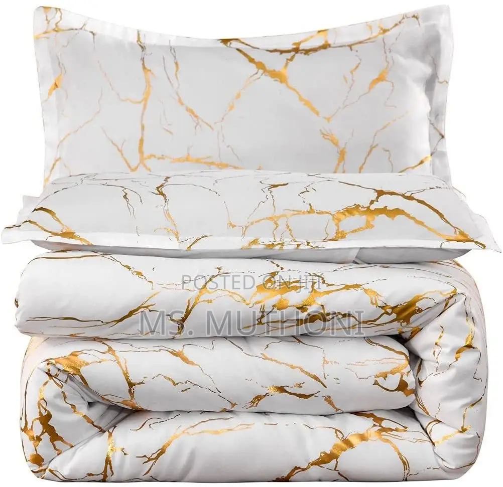 Luxury Gold Marble Texture Foil Style Duvet Cover Se