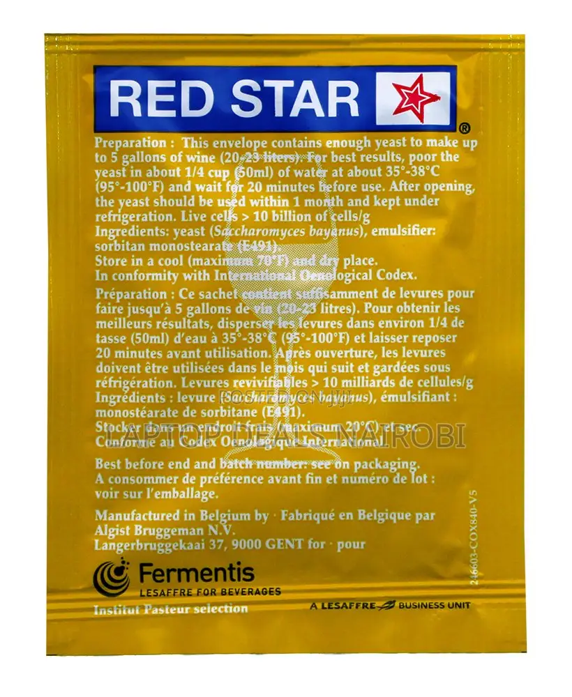 1 Packs Red Star Premier Blanc Wine Yeast 5 Grams