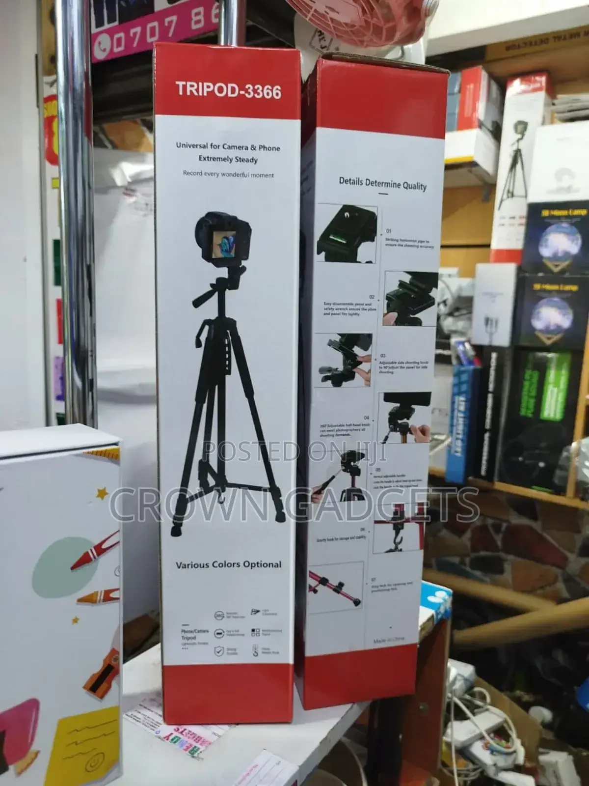 3366 Aluminum Tripod With Mobile Phone Holder