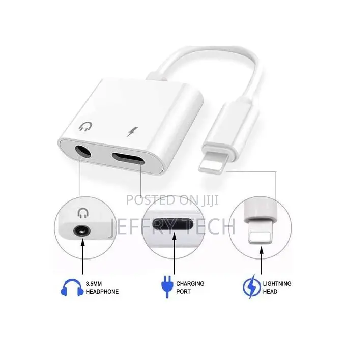 Dual Adaptor Lightning to 3.5mm Audio + Lightning Charge Con