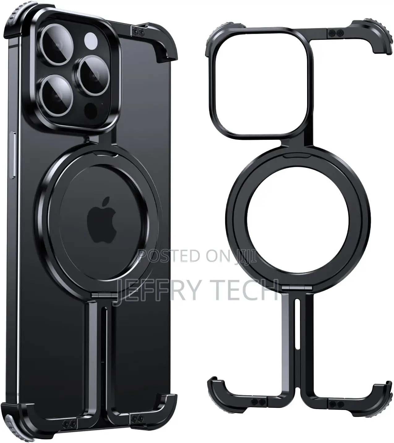 Metal Frameless for iPhone 15 Pro Case Compatible With Magsa