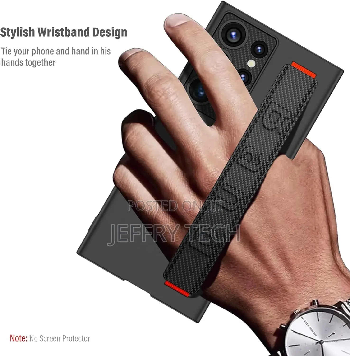 Back Case for Samsung S24 Ultra With Wristband, Stand Ultra-