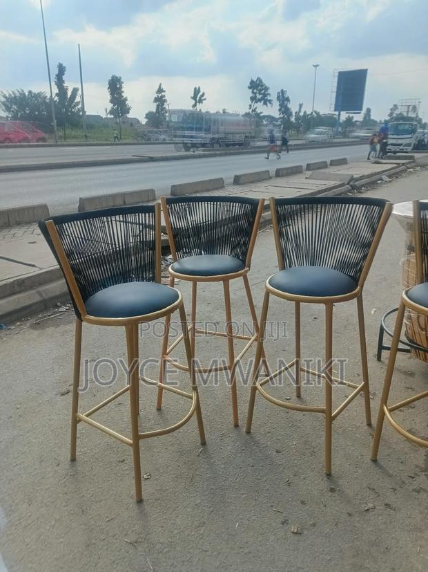 High Bar Chairs, Wooven Black and Gold Frame 