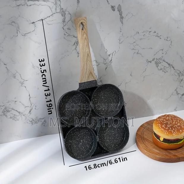 *❇24cm Multipurpose 4 Hole Omelet Pan, For Burger Eggs, - thumbnail 4