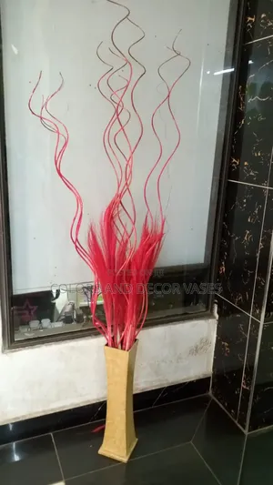 Pampas Grass, Sticks and Wooden Vase
