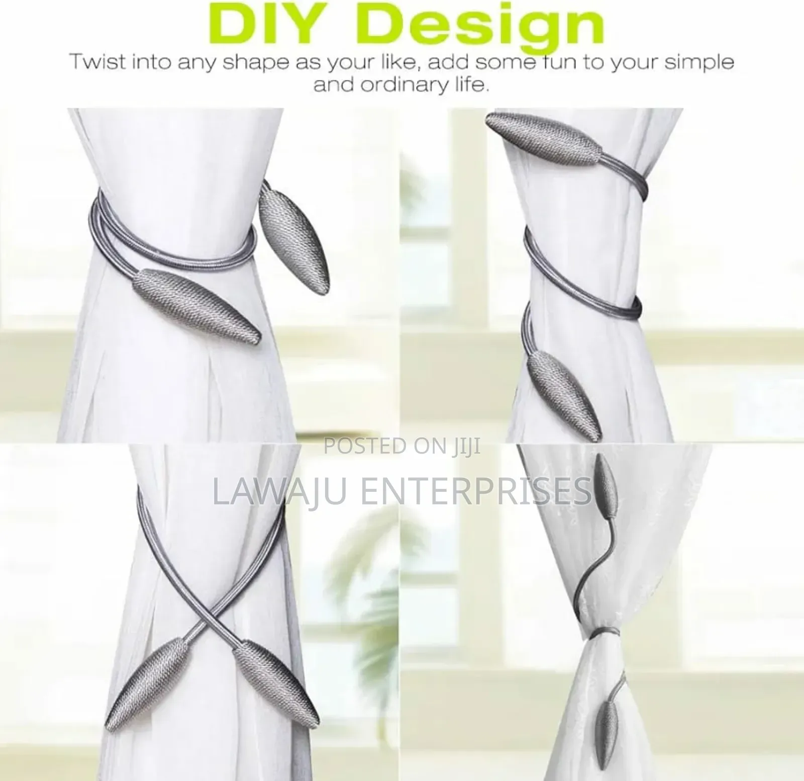 2 Pc Silver Curtain Tieback