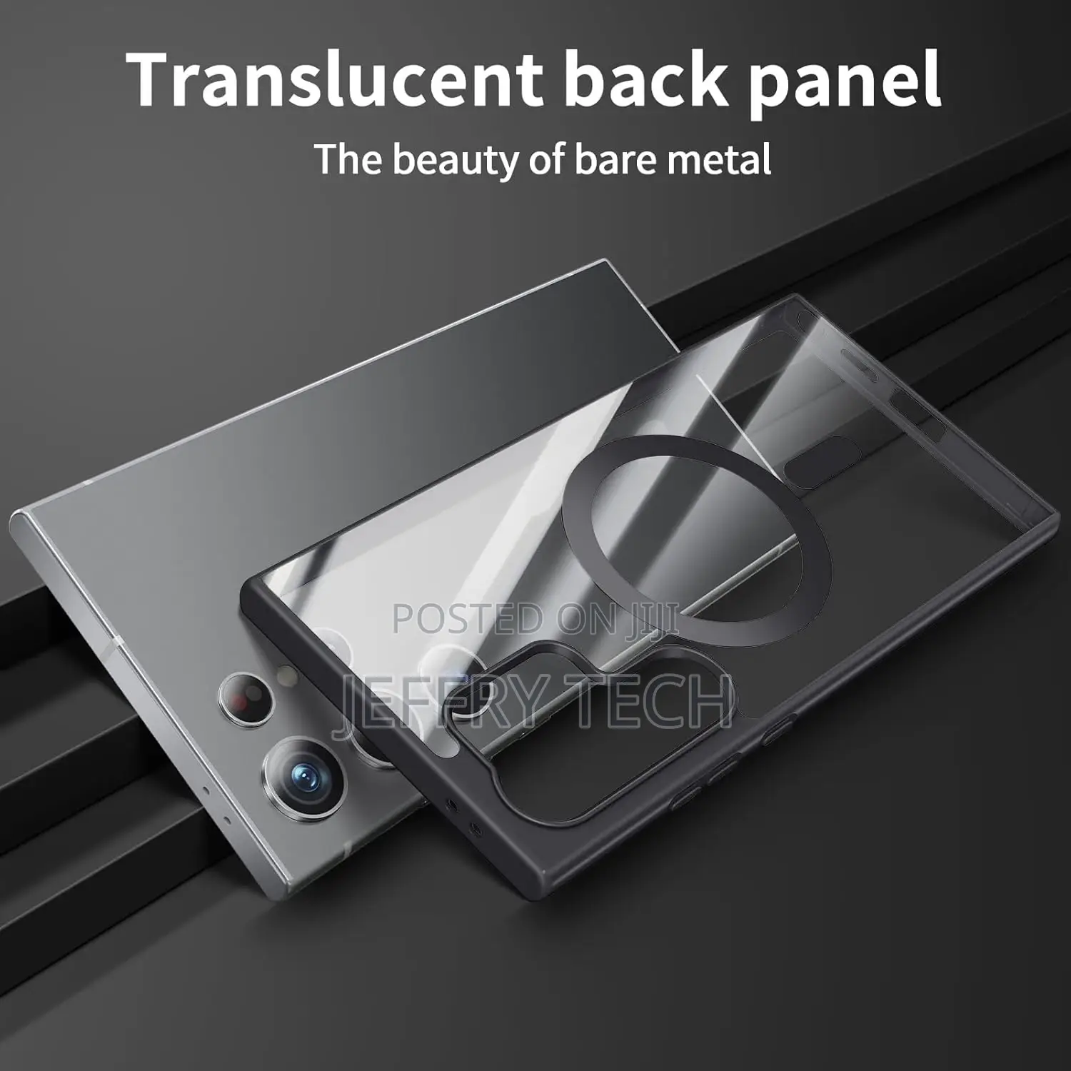 Magnetic Cover for S24 Ultra,Soft Frosted Frame Hard Clear B