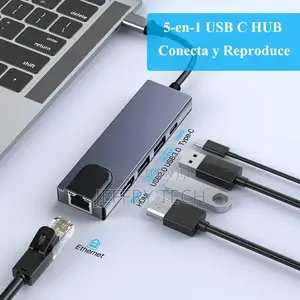 Hub 5in1 USB C Adapter With Ethernet, USB C3.0 Hub With M Rj
