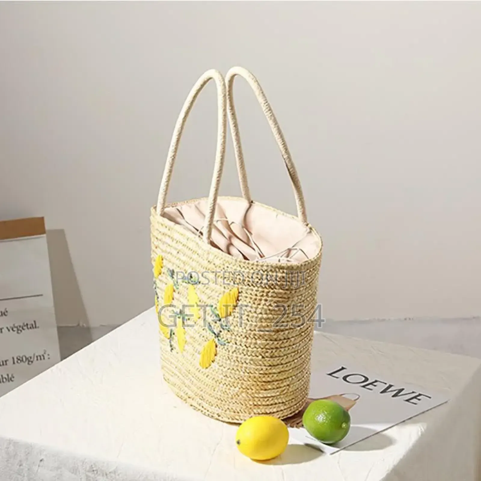 *Stylish Embroidered Straw Bag *Size* :40x17x21cm