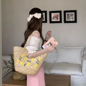 *Stylish Embroidered Straw Bag *Size* :40x17x21cm