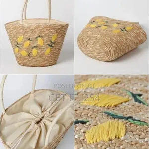 *Stylish Embroidered Straw Bag *Size* :40x17x21cm