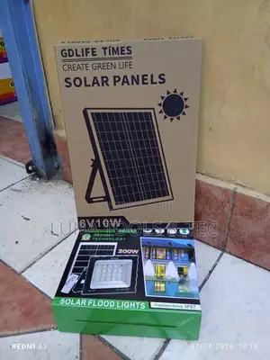 200w Flood Lights, and Solar Panels.