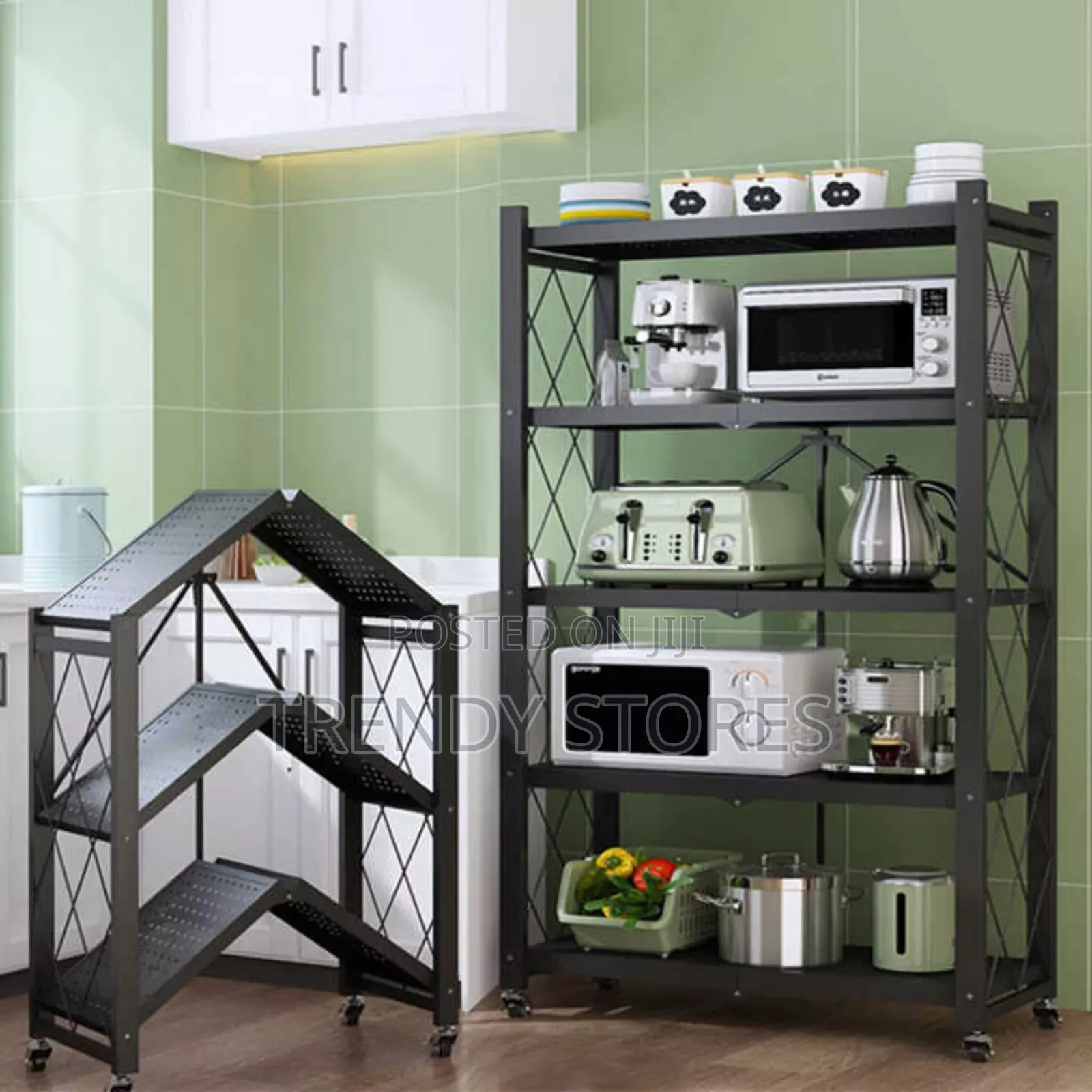 Black Stainless Steel Movable Rack - 5 Tier