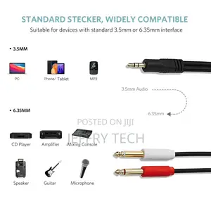 3.5mm 1/8 Inch TRS to Dual 6.35mm 1/4 Inch TS Mono Stereo Y-