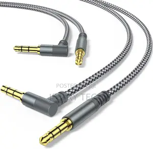 Auxiliary Cables 90 Degree Right 3.5mm Nylon Braided 1/8 AUX