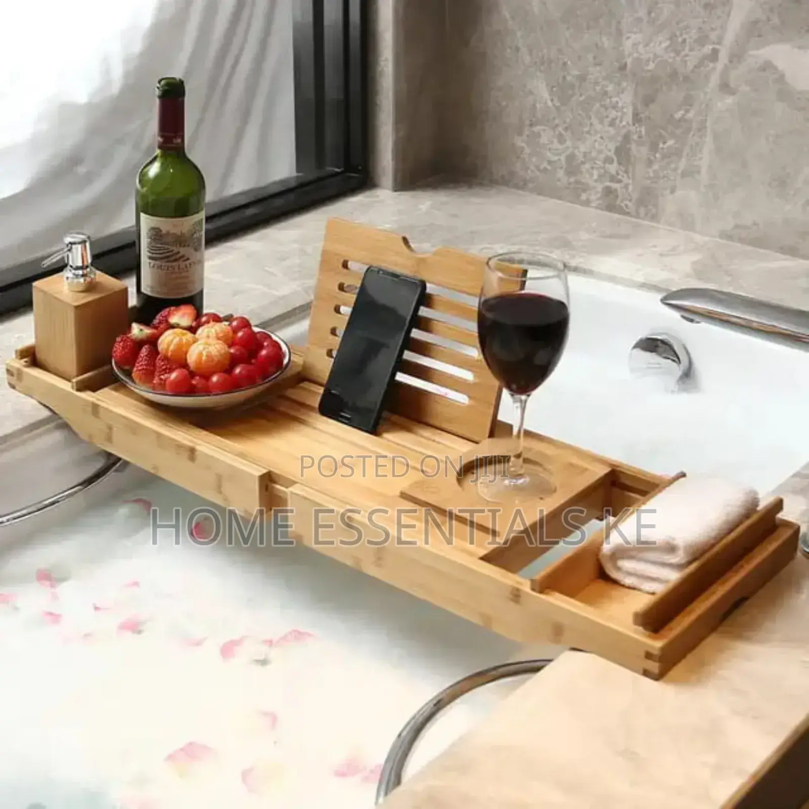 *Expandable Bamboo Bathtub Caddy Tray / Breakfast Bed Table