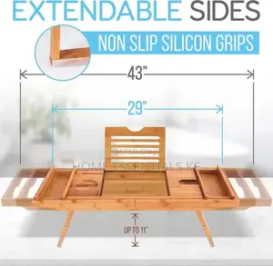 *Expandable Bamboo Bathtub Caddy Tray / Breakfast Bed Table