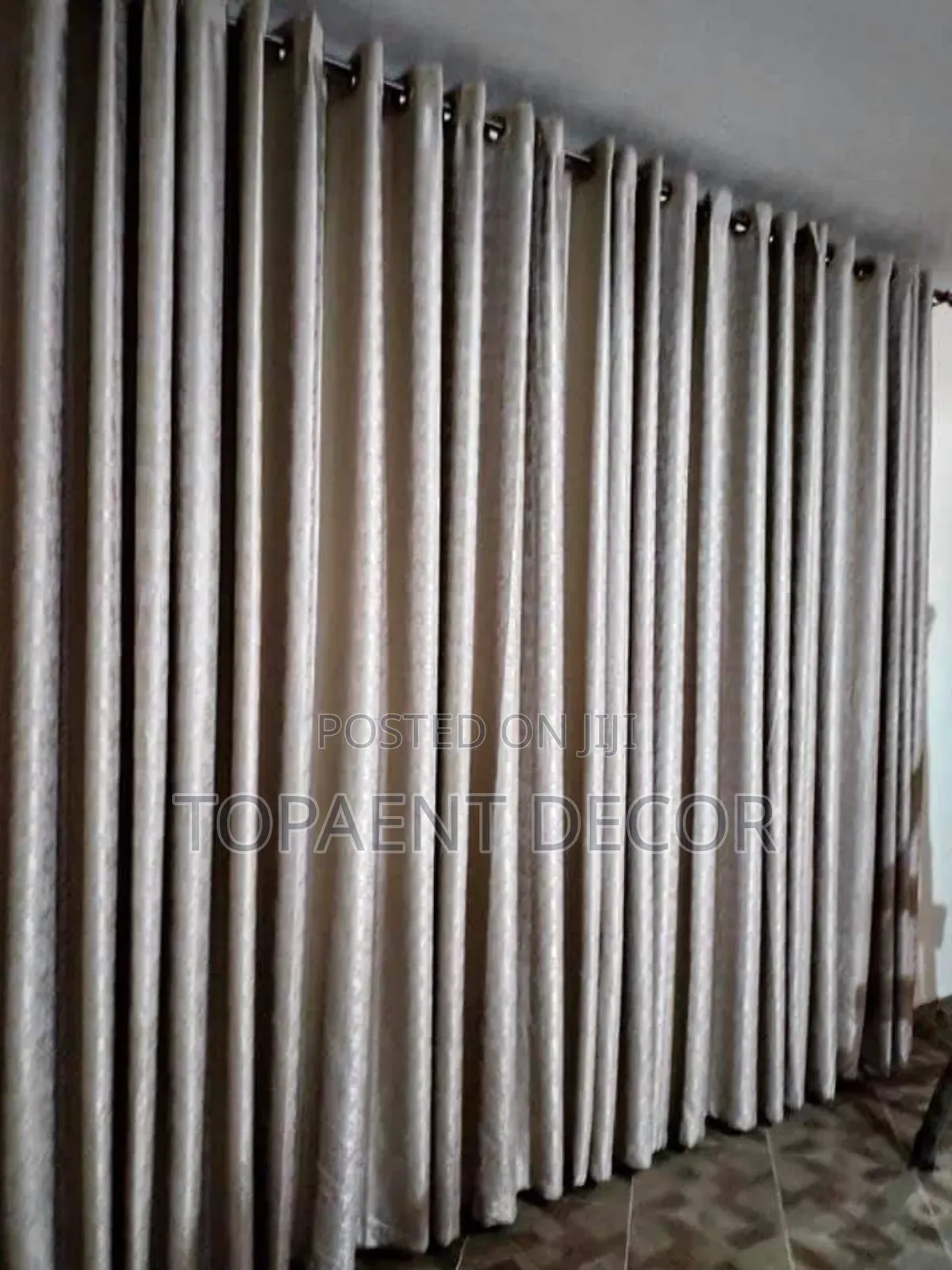 Grey Ringed Window and Door Curtain