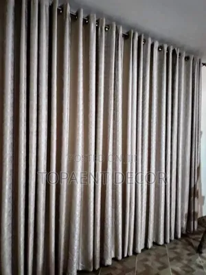 Grey Ringed Window and Door Curtain