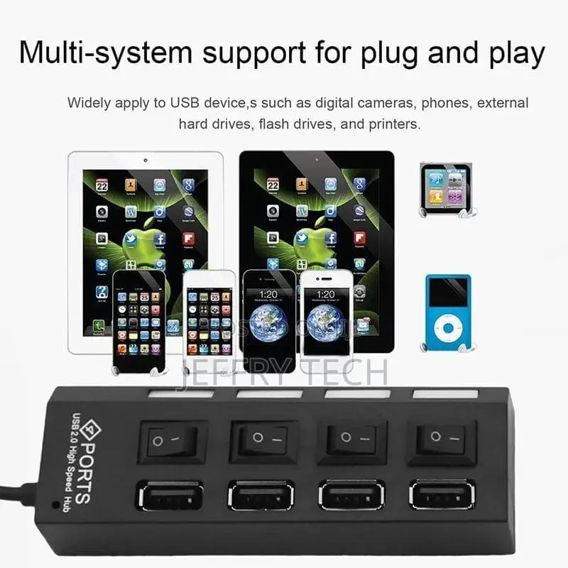 High Speed 4 Port USB 2.0 External Multi Expansion Hub With
