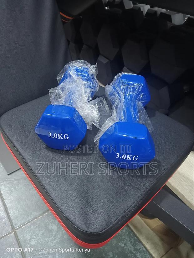 3kg Aerobic Dumbbells Pair Hexagon Shape Comfortable Grip - thumbnail 2