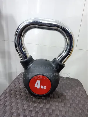 4kg Steel Kettlebell, Comfortable Chrome Handle Rubber Coat