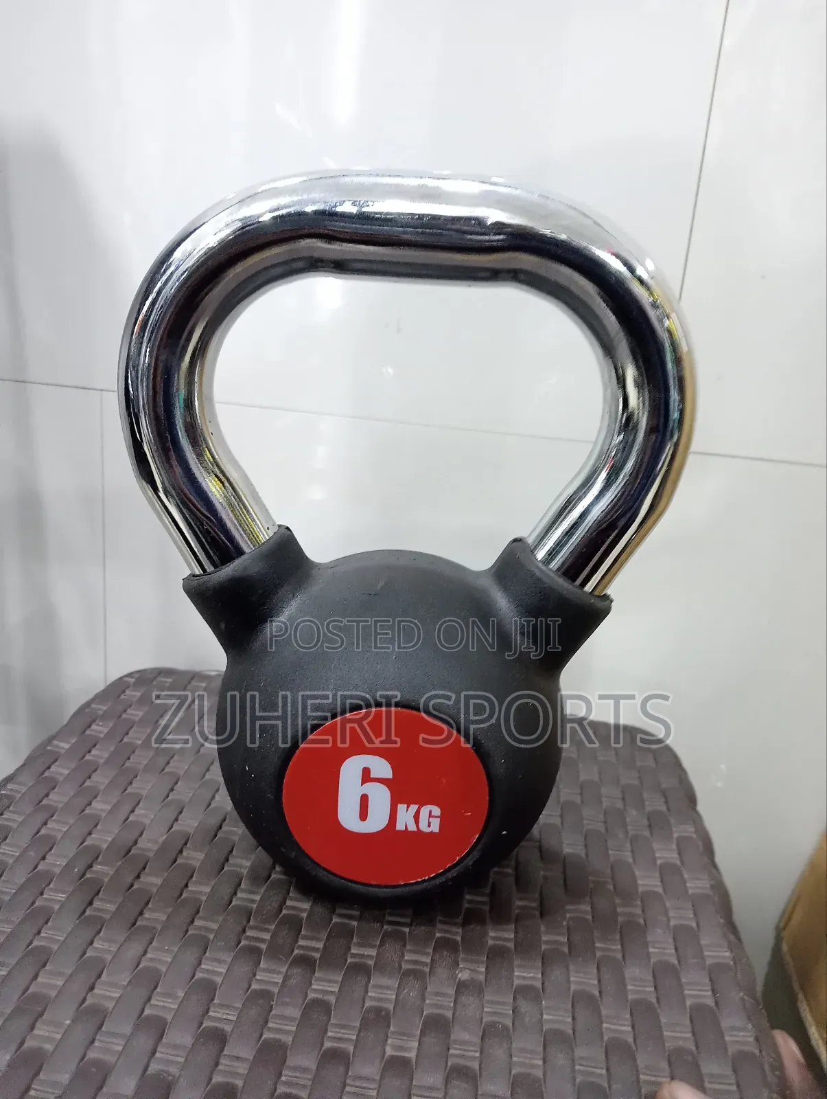 6kg Steel Kettlebell, Comfortable Chrome Handle Rubber Coat