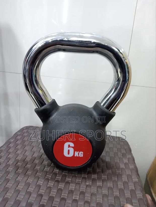 6kg Steel Kettlebell, Comfortable Chrome Handle Rubber Coat - main view