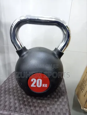 20kg Steel Kettlebell, Comfortable Chrome Handle Rubber Coat