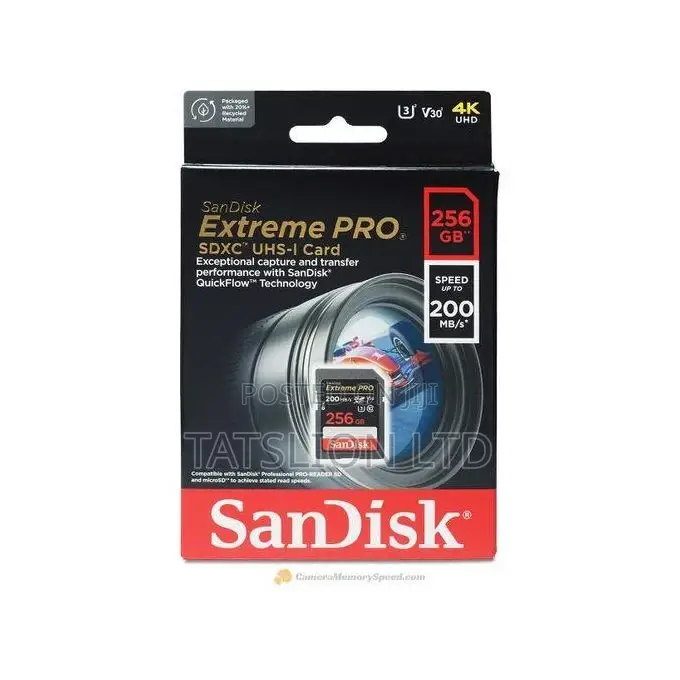 Sandisk 256gb Extreme Pro 200mbps ,High Speed Sd Card for Ca
