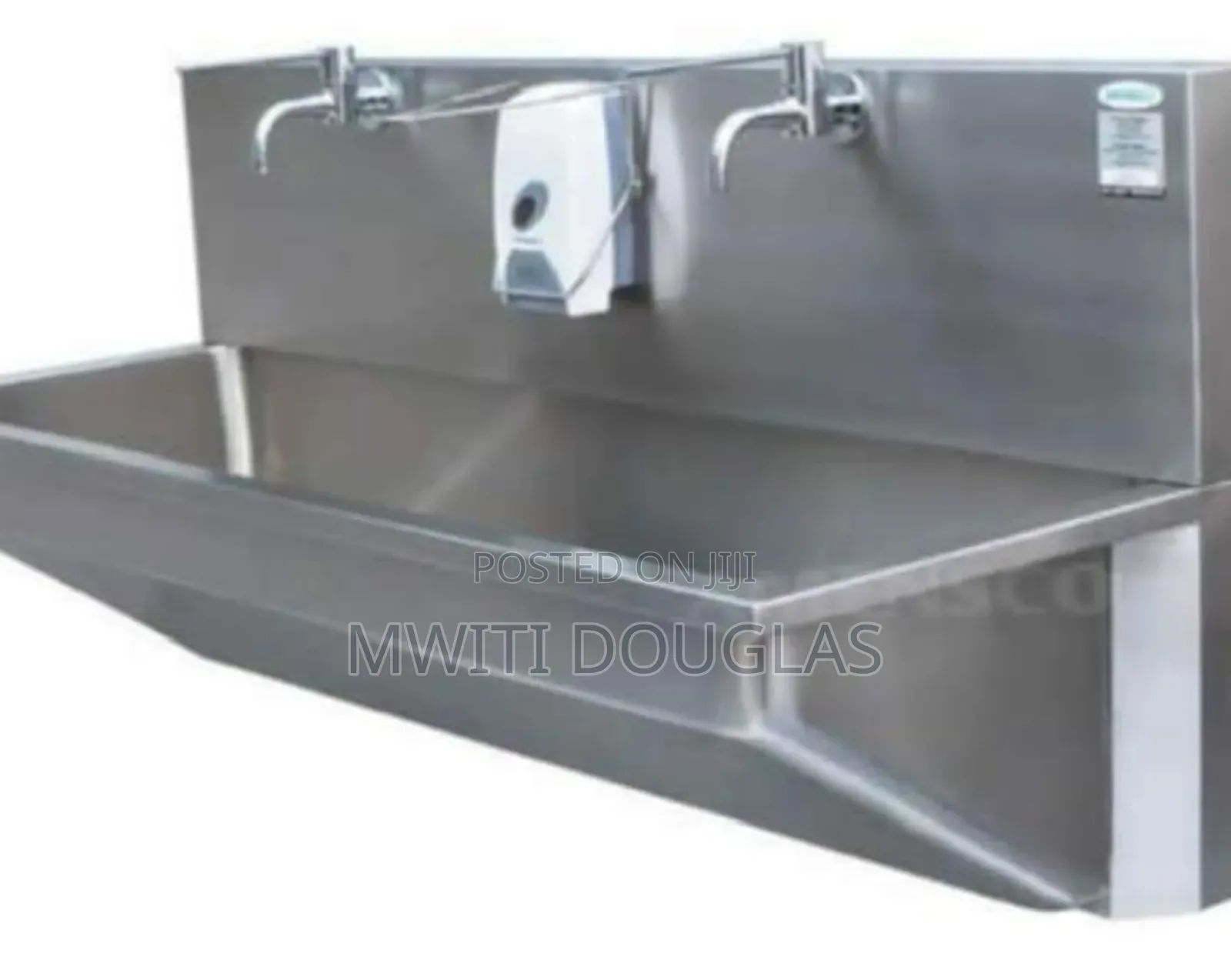 Hospital Scrub Sink With Wall Taps and Soap Dispenser