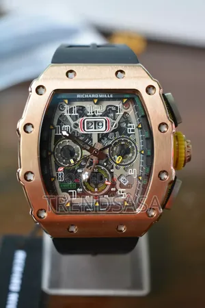 Richard Mille Rose Gold Black Rubber Straps Chronograph Watc