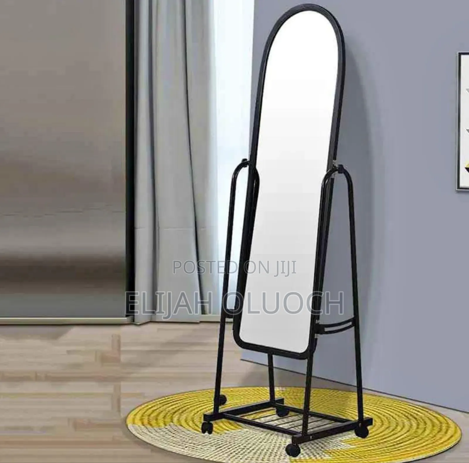 A34 Dressing Mirror With Wheels and Storage Rack