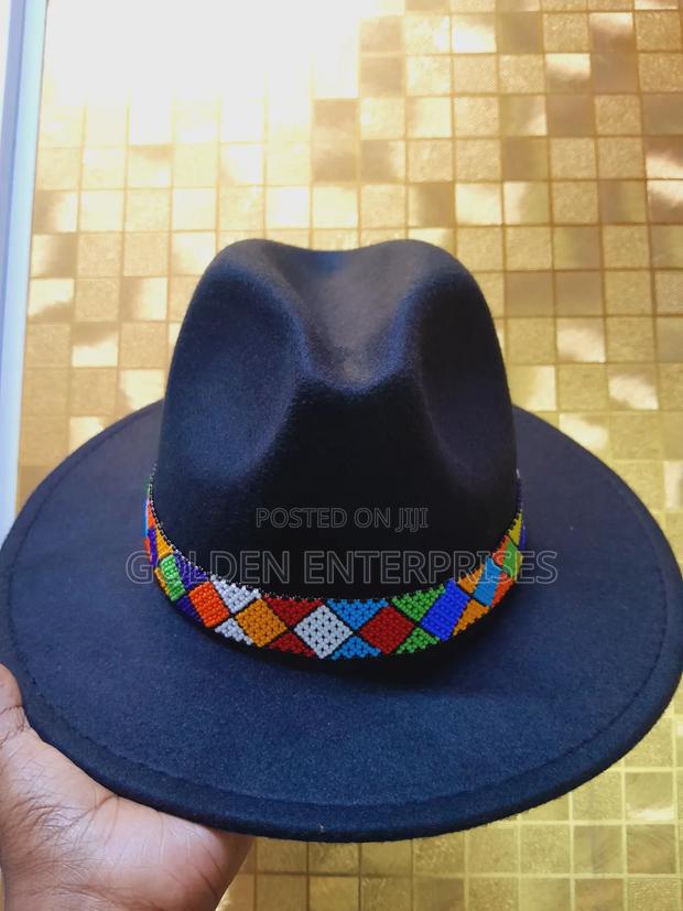 Black Beaded Fedora Hat - main view