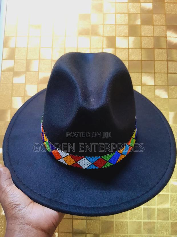 Black Beaded Fedora Hat - thumbnail 3