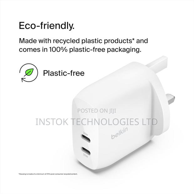 Belkin Boostcharge Pro 60W Dual USB-C Wall Charger With PPS - thumbnail 2