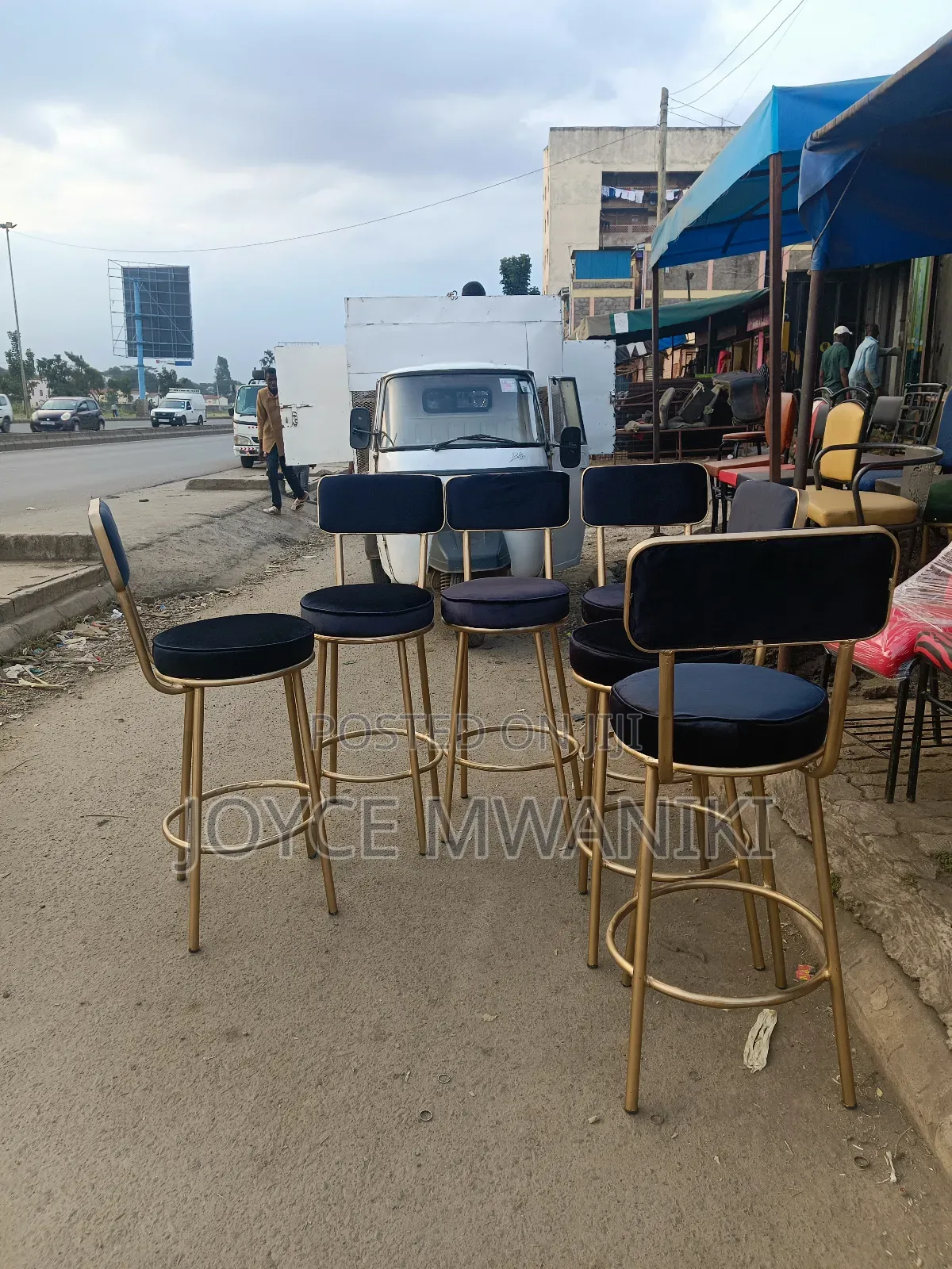 Counter High Stools, Black and Gold New Design.