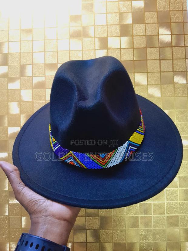 Black Beaded Fedora Hat - thumbnail 2