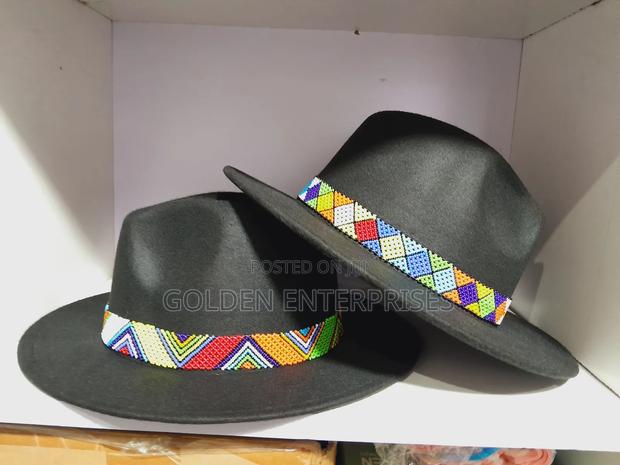 Black Beaded Fedora Hat - main view