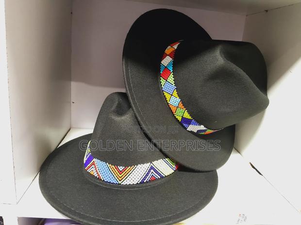 Black Beaded Fedora Hat - thumbnail 2