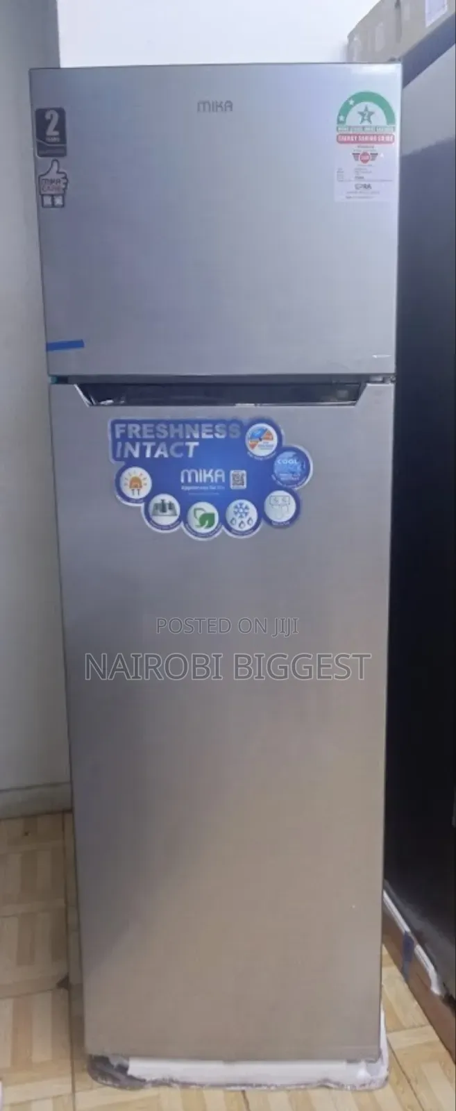 Mika Silver 168litres Double Door Refrigerator With Lock