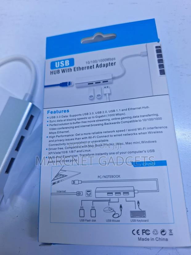 Usb 3.0 High Speed Hub 3 Usb Port 1 Gigabyte Lan Port - thumbnail 2