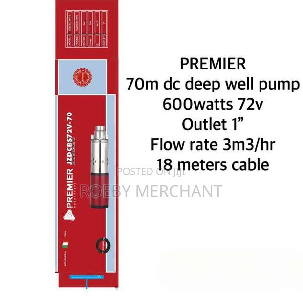 Premier 70M DC Deep Well Solar Water Pump 600watts 72V 1" Ou