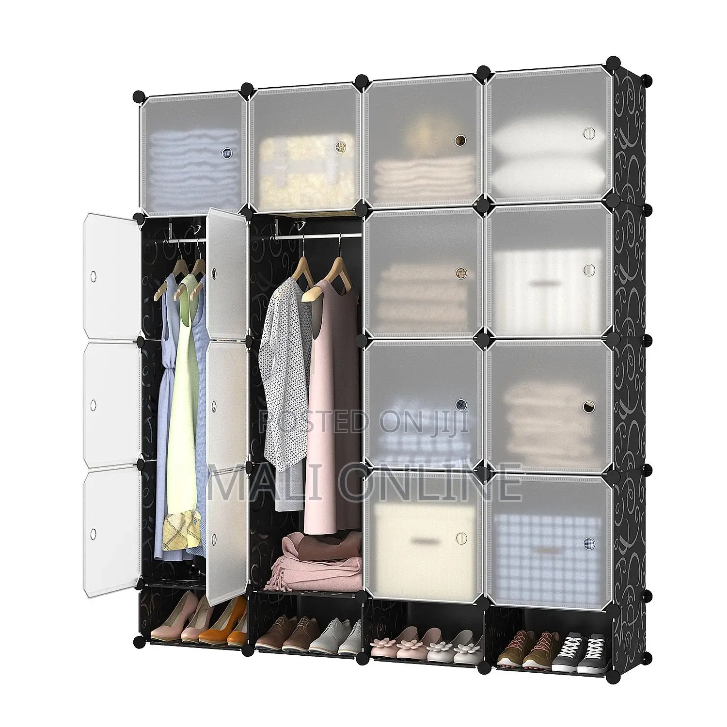 Foldable 4 Columns Plastic Wardrobe Clothes Organizer