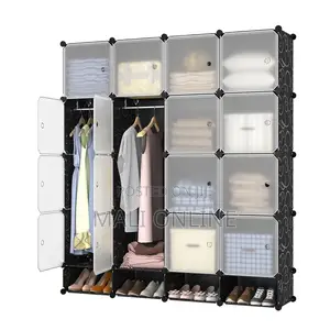 Foldable 4 Columns Plastic Wardrobe Clothes Organizer